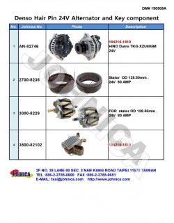 190508A Denso HINO Hair Pin 24V Alternator and Key component-T